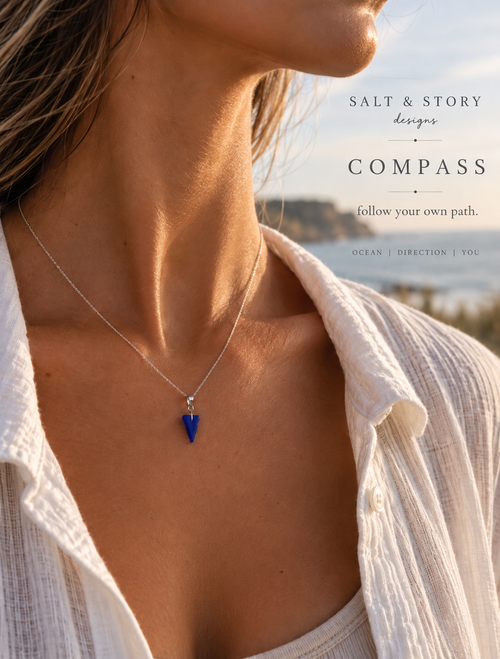 Compass – Cobalt Blue Sea Glass Necklace