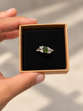Sterling Silver and Dark Green Seaglass ring