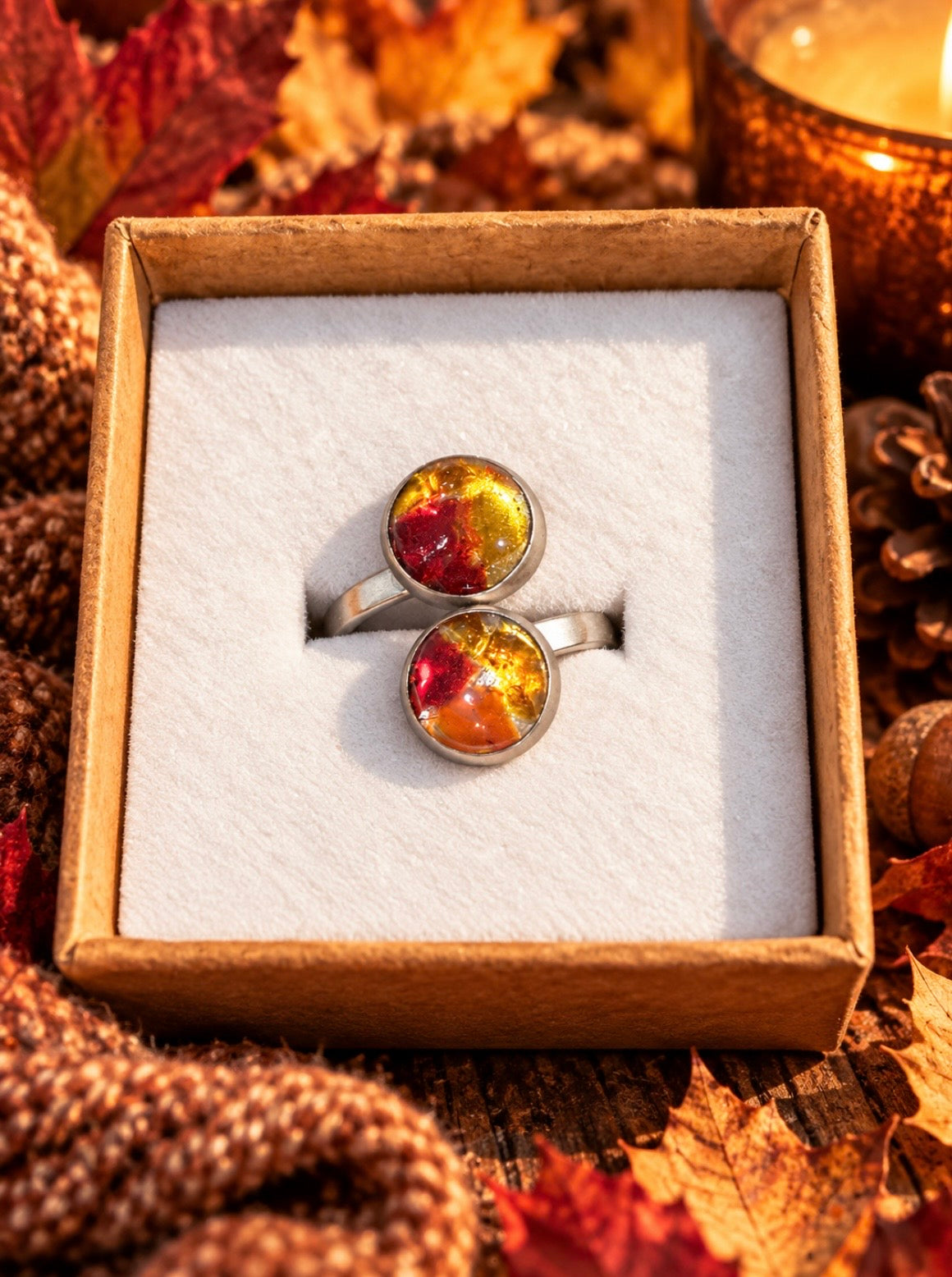 Embers of October- Genuine Seaham Seaglass ring