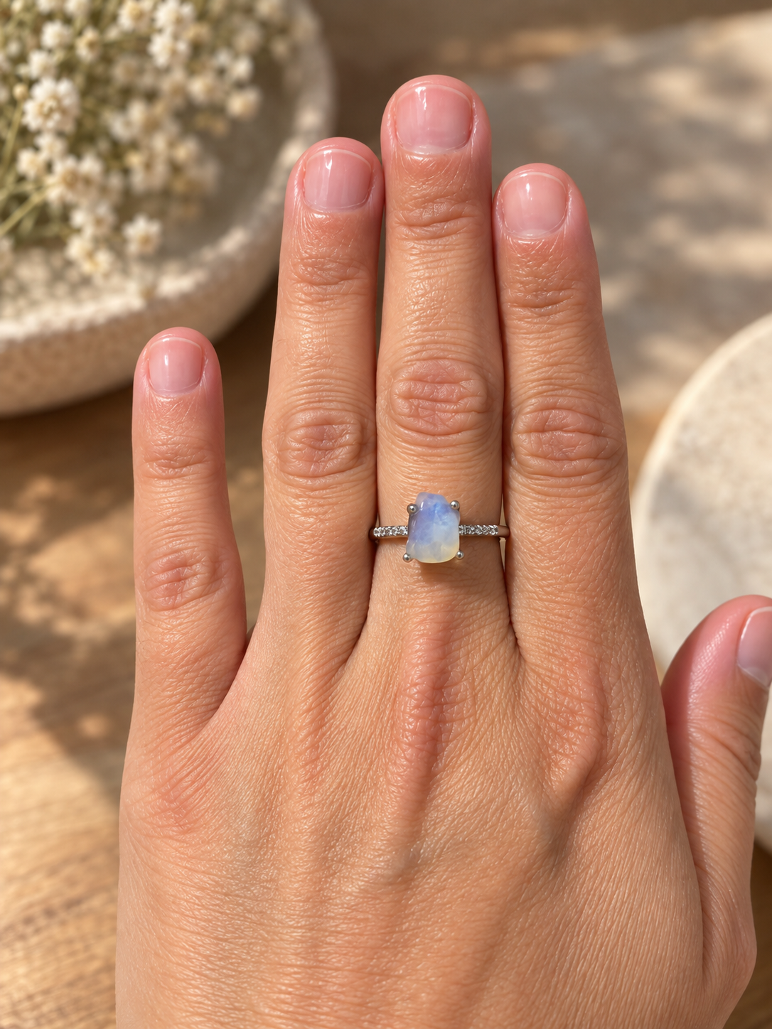OPALESCENCE- Rare Opal Seaglass adjustable ring