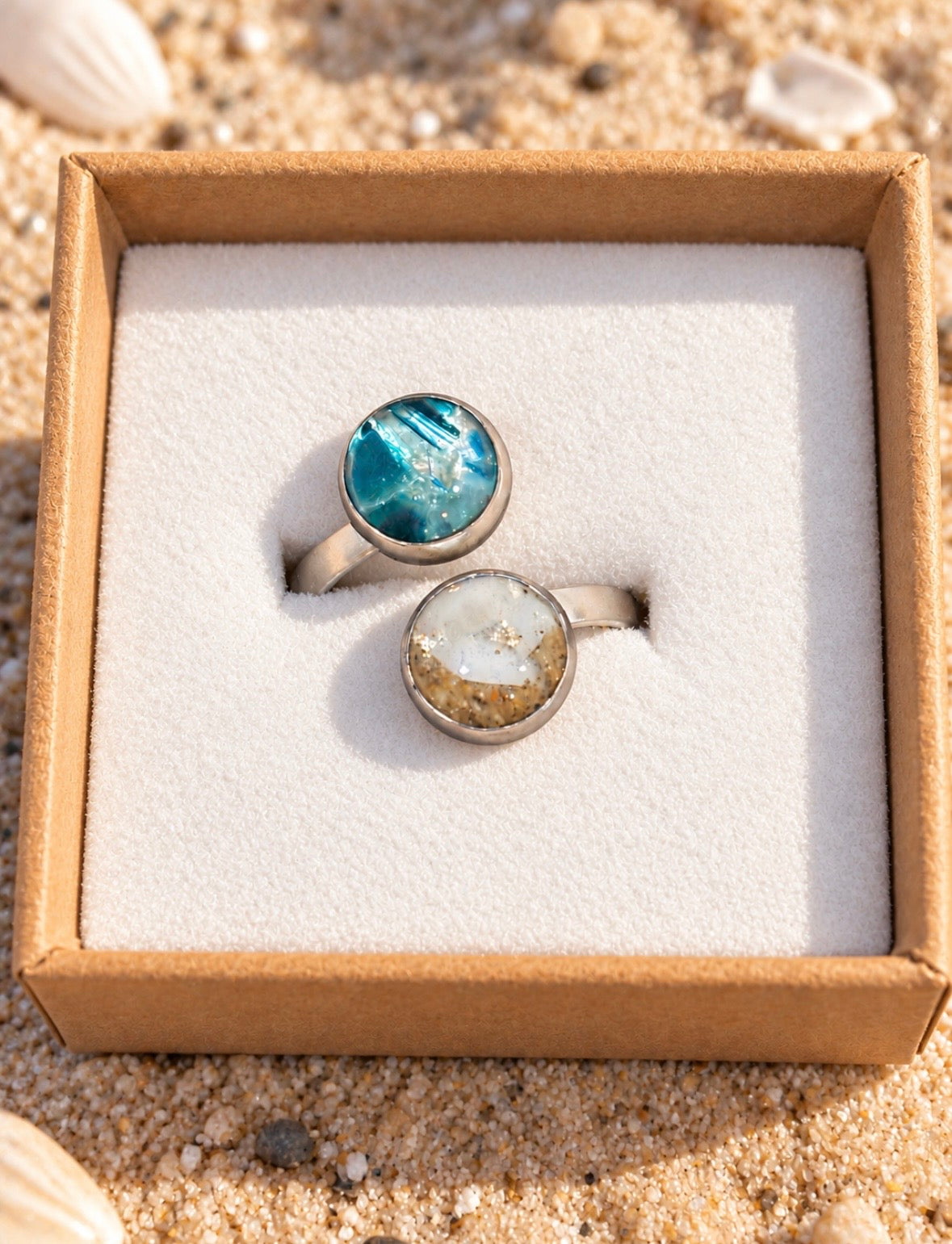 Seaham Shores- Genuine Seaham sand and seaglass adjustable ring