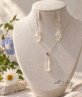 A Choir of Angels- Necklace and Earring set | White Seaglass and Sterling Silver