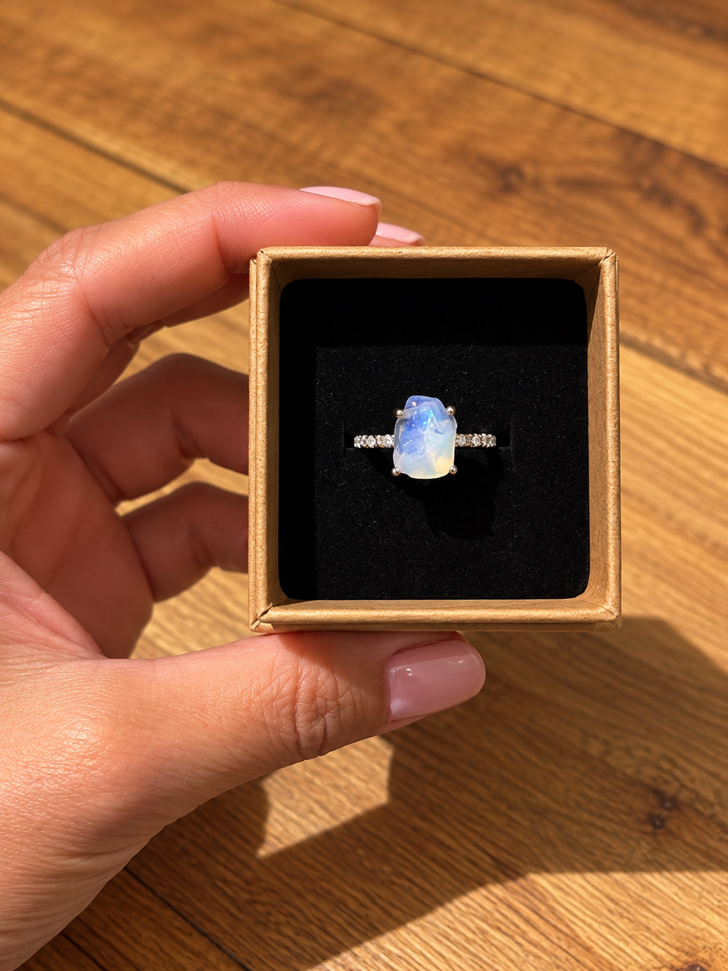 OPALESCENCE- Rare Opal Seaglass adjustable ring