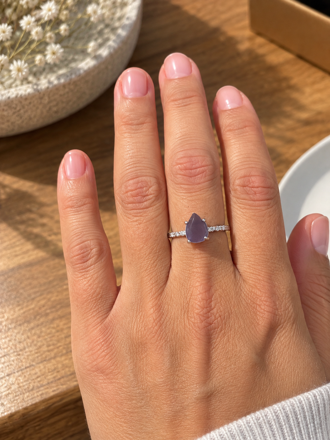 Lavender Haze- Rare Deep Lavender seaglass ring