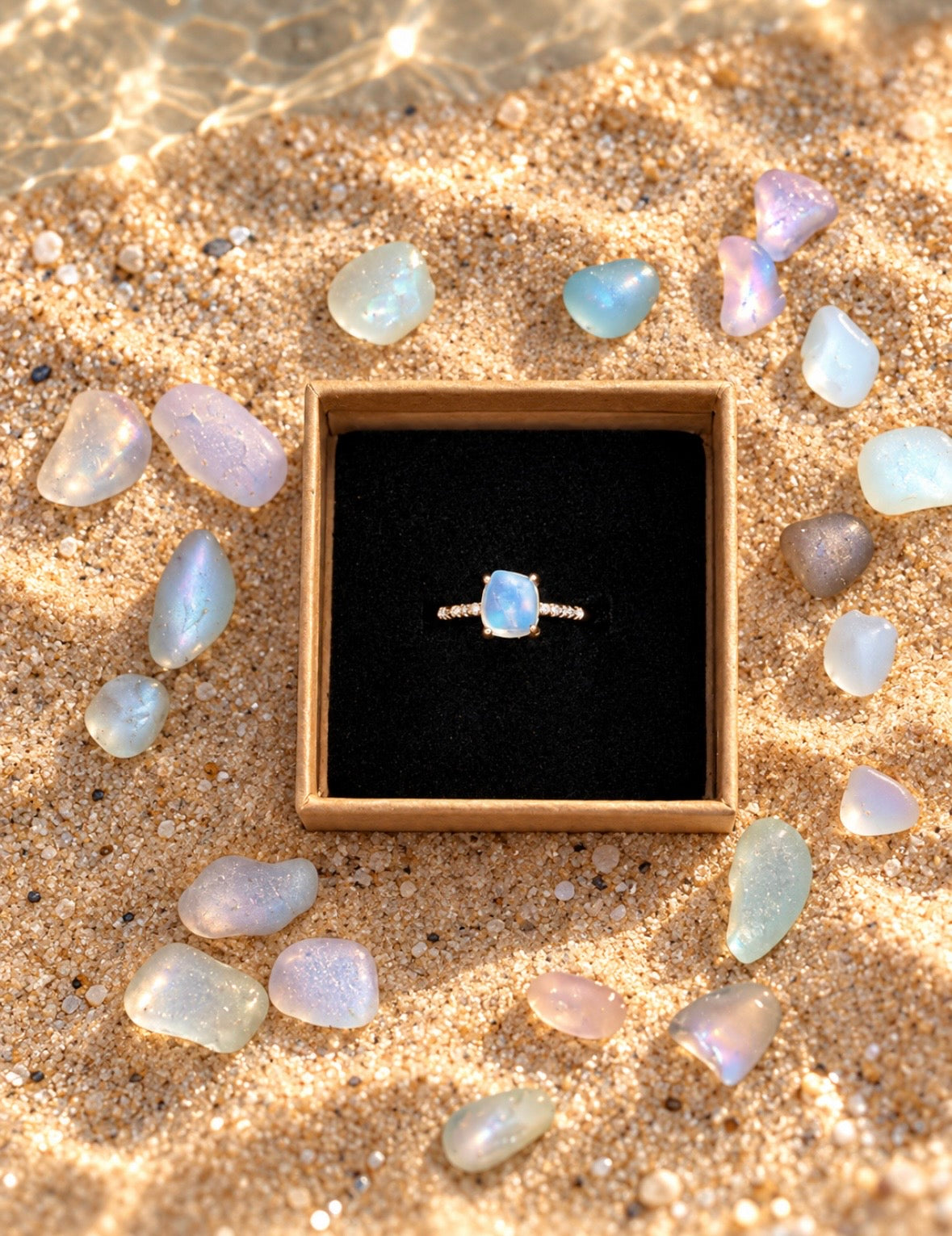 Opaline- Opalite seaglass adjustable ring