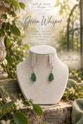 Green Whisper- Sterling Silver with Green seaglass earrings