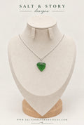 Heaven’s Birthday (Jill’s Story) - Emerald Green heart shaped seaglass pendant necklace