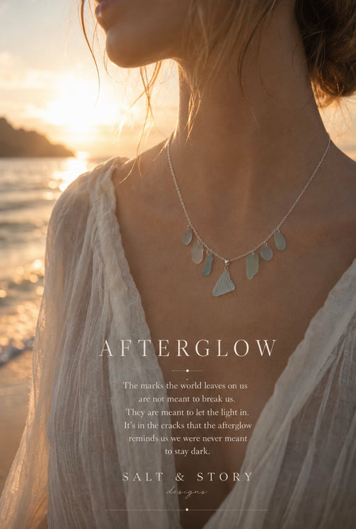 Afterglow- Seafoam Textured Seaglass Statement Necklace