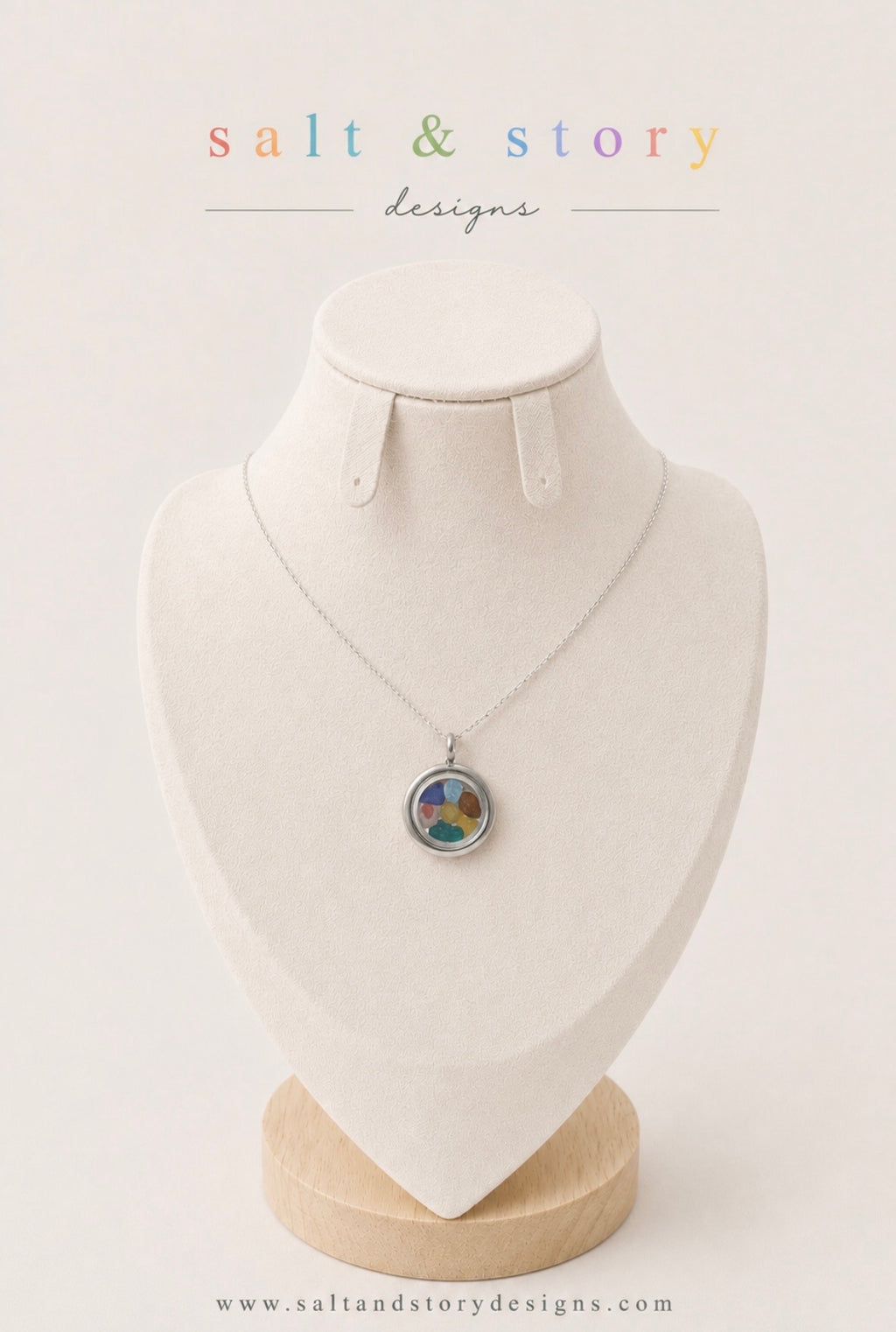 Unity- Multicoloured Seaglass Locket Necklace